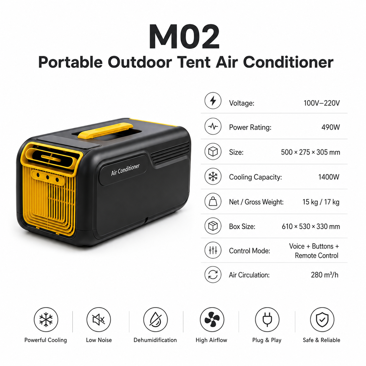 iBlockCube Portable Air Conditioner – Cooling & Heating All-in-One Unit for Home, Camping & Outdoor Use