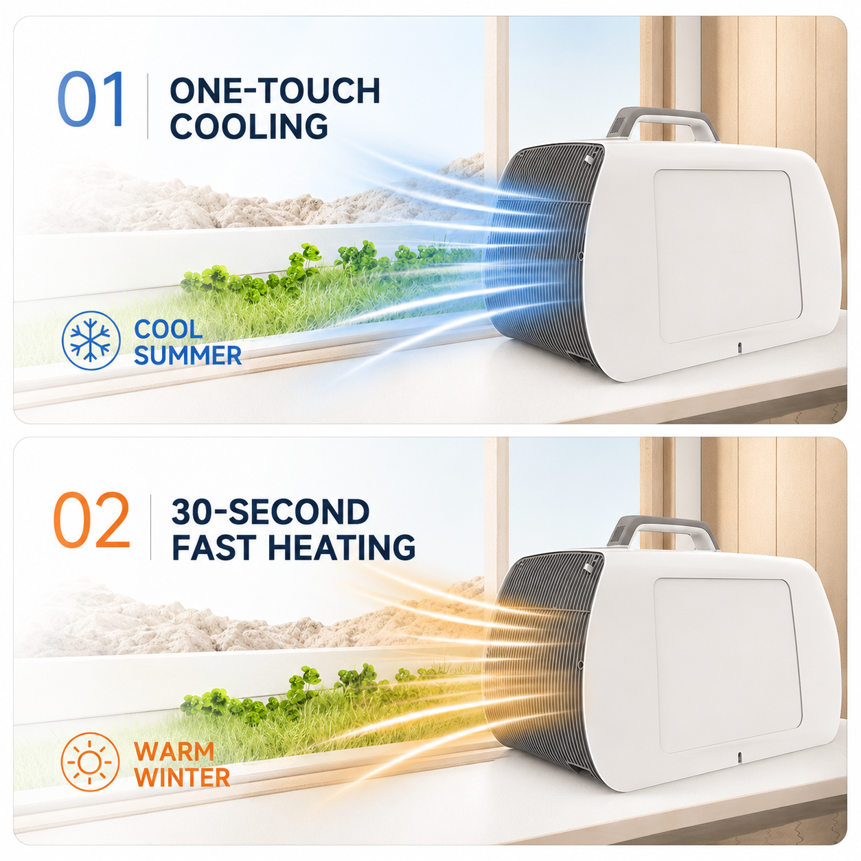 iBlockCube Portable Cooling & Heating Air Conditioner – Smart Voice Control No-Drain Mobile AC for Home & Outdoor Use