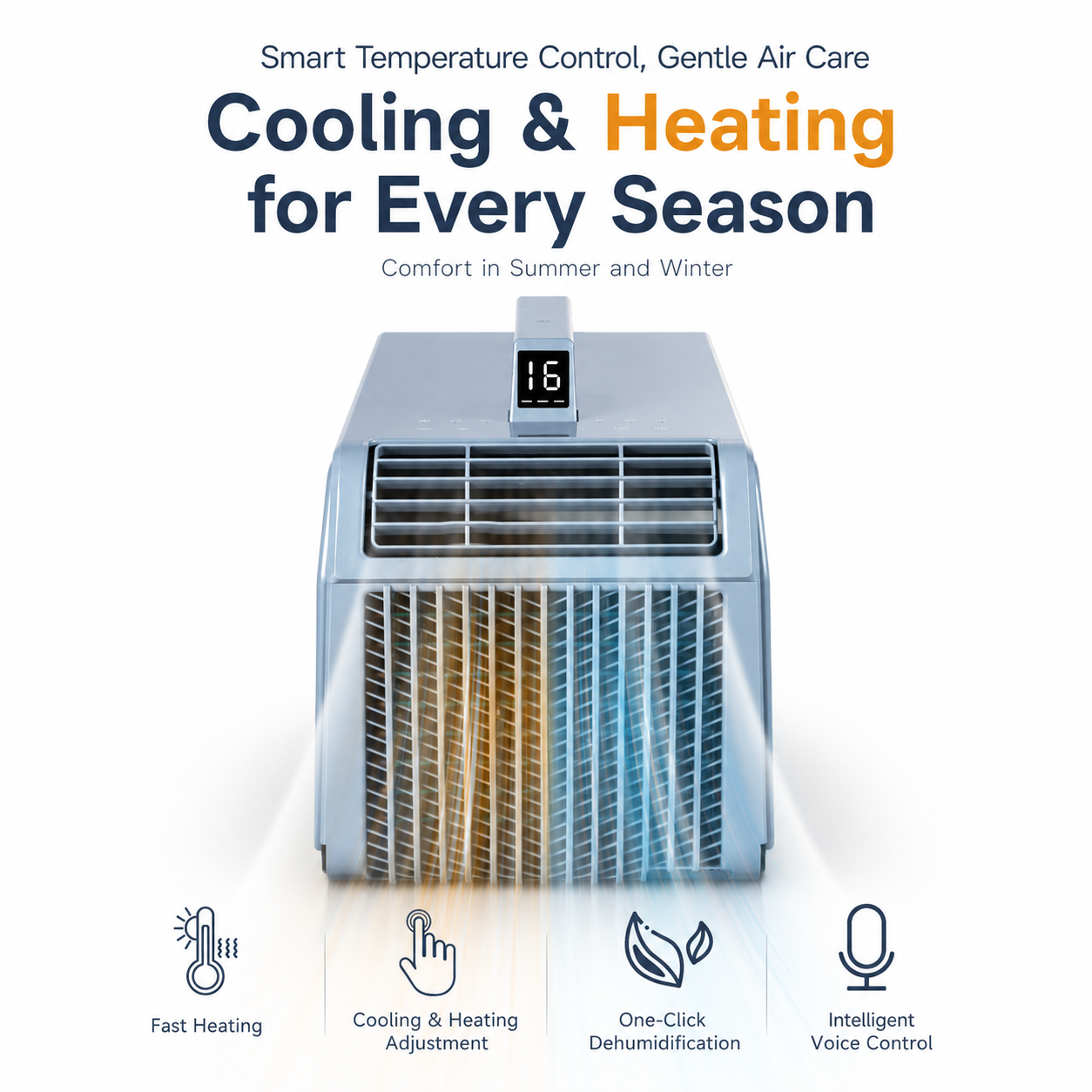 iBlockCube Portable Cooling & Heating Air Conditioner – No-Drain Mobile AC for Home, Camping & Outdoor Use
