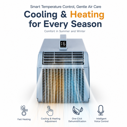 iBlockCube Portable Cooling & Heating Air Conditioner – No-Drain Mobile AC for Home, Camping & Outdoor Use