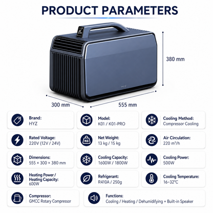iBlockCube Portable Cooling & Heating Air Conditioner – No-Drain Mobile AC for Home, Camping & Outdoor Use