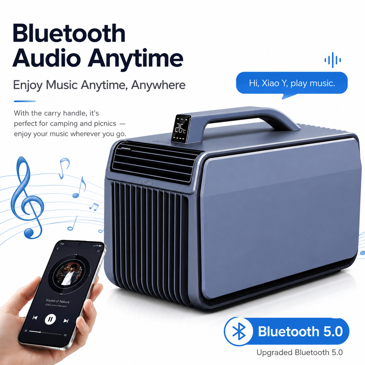 iBlockCube Portable Cooling & Heating Air Conditioner – No-Drain Mobile AC for Home, Camping & Outdoor Use