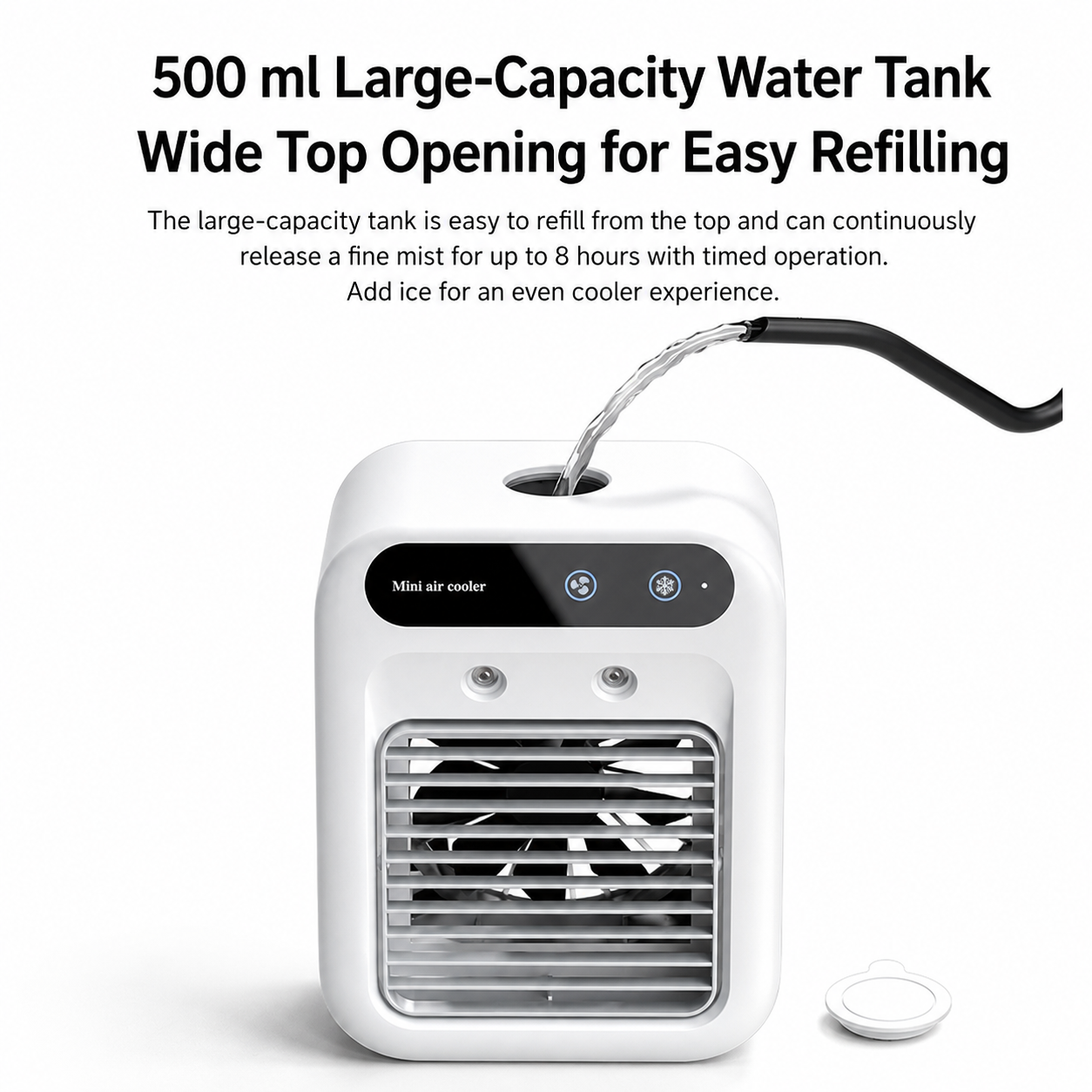 iBlockCube Portable Mini Air Cooler – Desktop Evaporative Cooling & Humidifying Fan