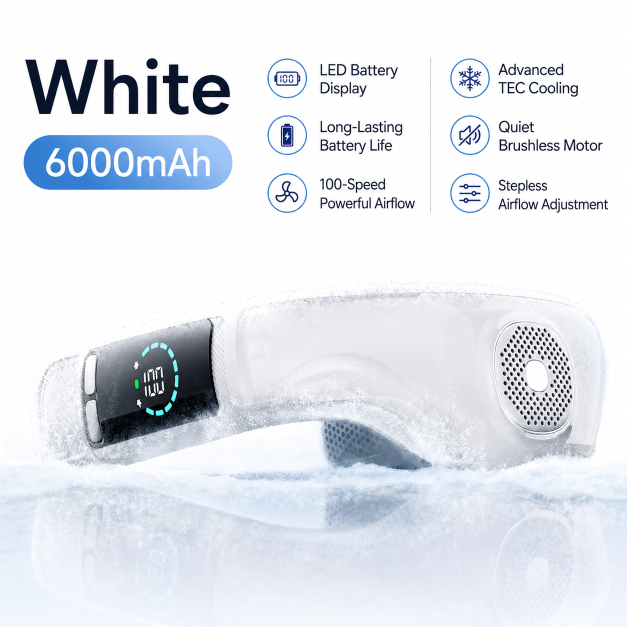 iBlockCube Neck Fan with Semiconductor Cooling – USB Rechargeable Bladeless Wearable Air Conditioner Fan