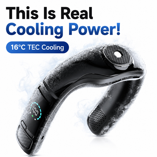iBlockCube Neck Fan with Semiconductor Cooling – USB Rechargeable Bladeless Wearable Air Conditioner Fan