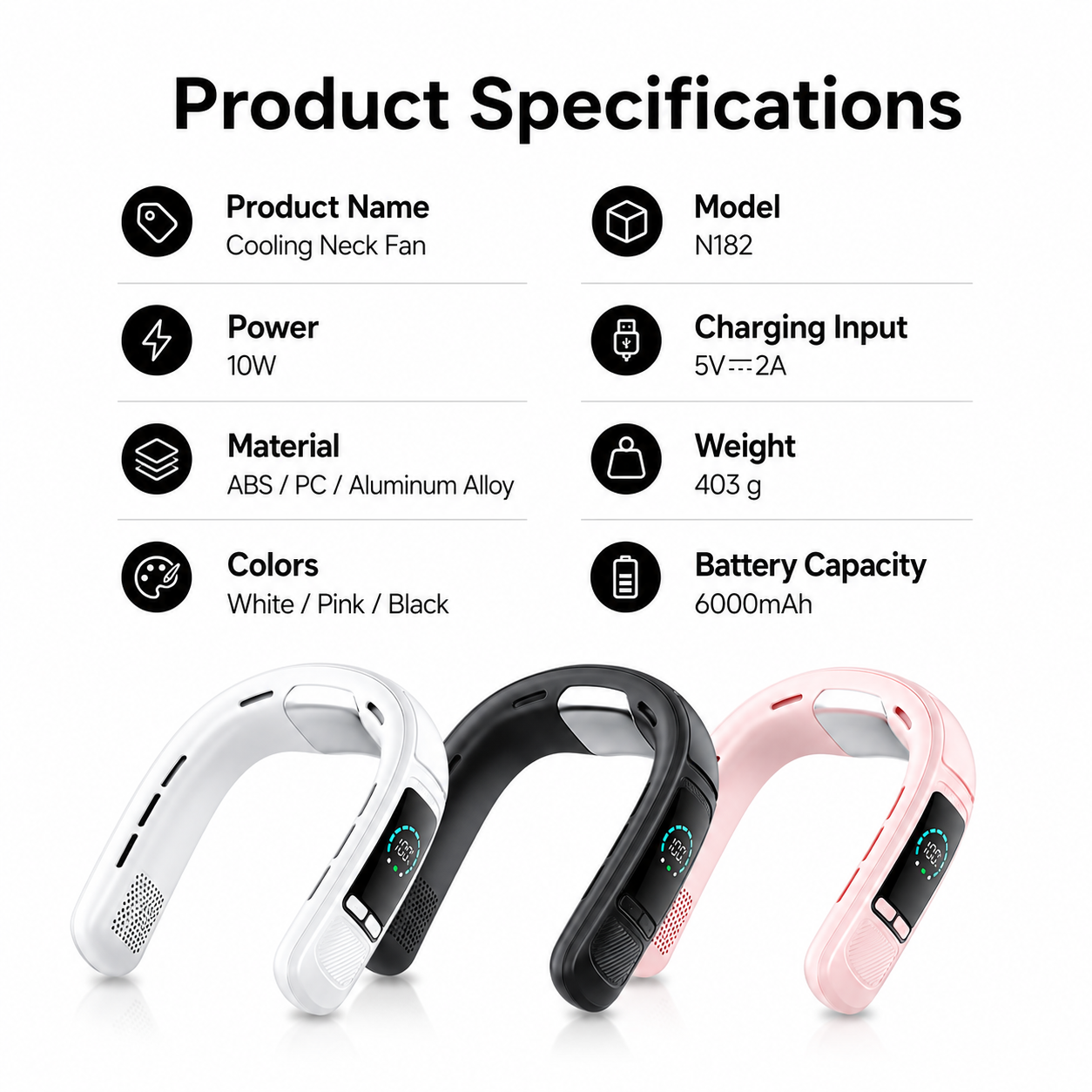 iBlockCube Neck Fan with Semiconductor Cooling – USB Rechargeable Bladeless Wearable Air Conditioner Fan