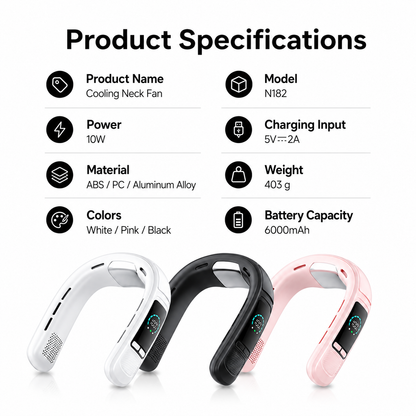 iBlockCube Neck Fan with Semiconductor Cooling – USB Rechargeable Bladeless Wearable Air Conditioner Fan