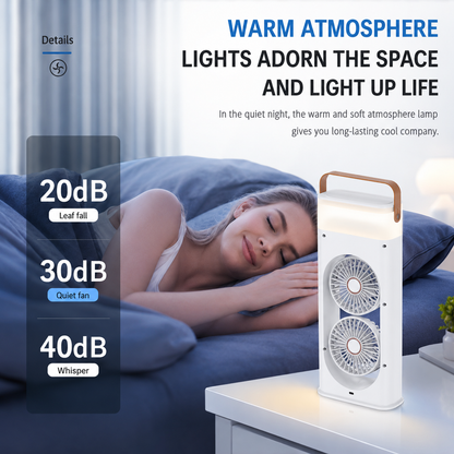 iBlockCube Dual-Head Mist Fan – High-Power Air Circulation & Humidifying Cooling Fan for Home, Office & Outdoor Use