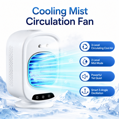 iBlockCube Oscillating Mist Air Cooler – Desktop Cooling Fan with Humidifier & Aroma Diffuser