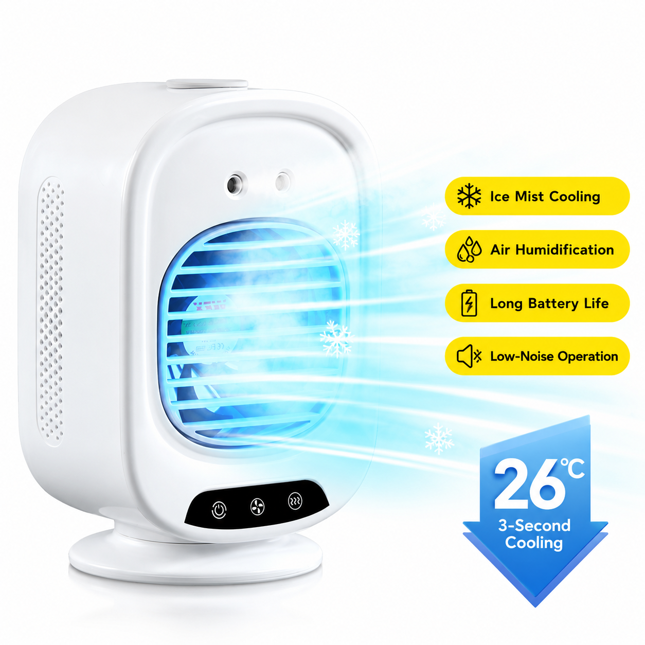 iBlockCube Oscillating Mist Air Cooler – Desktop Cooling Fan with Humidifier & Aroma Diffuser