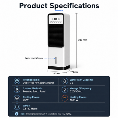 iBlockCube Hot & Cold Tower Fan – 2-in-1 Cooling & Heating Fan with Remote Control