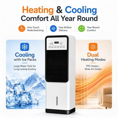 iBlockCube Hot & Cold Tower Fan – 2-in-1 Cooling & Heating Fan with Remote Control