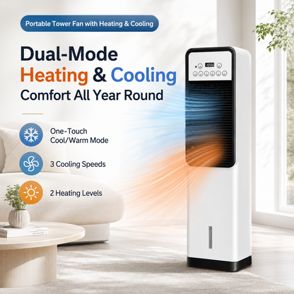 iBlockCube Hot & Cold Tower Fan – 2-in-1 Cooling & Heating Fan with Remote Control