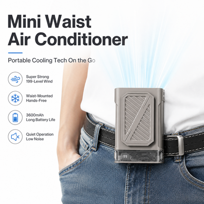 iBlockCube 199-Speed Waist Clip Fan – Portable USB Rechargeable Personal Cooling Fan with Digital Display