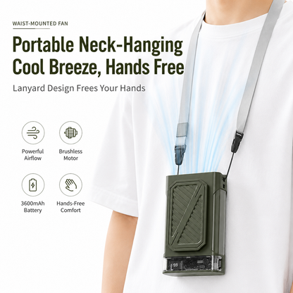iBlockCube 199-Speed Waist Clip Fan – Portable USB Rechargeable Personal Cooling Fan with Digital Display