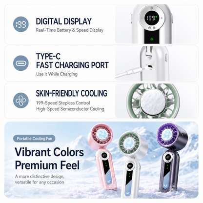 iBlockCube Foldable Semiconductor Cooling Fan – Portable Handheld & Neck Fan with Ice-Cooling Technology