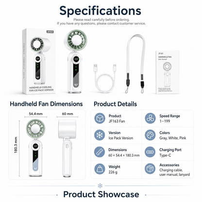 iBlockCube Foldable Semiconductor Cooling Fan – Portable Handheld & Neck Fan with Ice-Cooling Technology