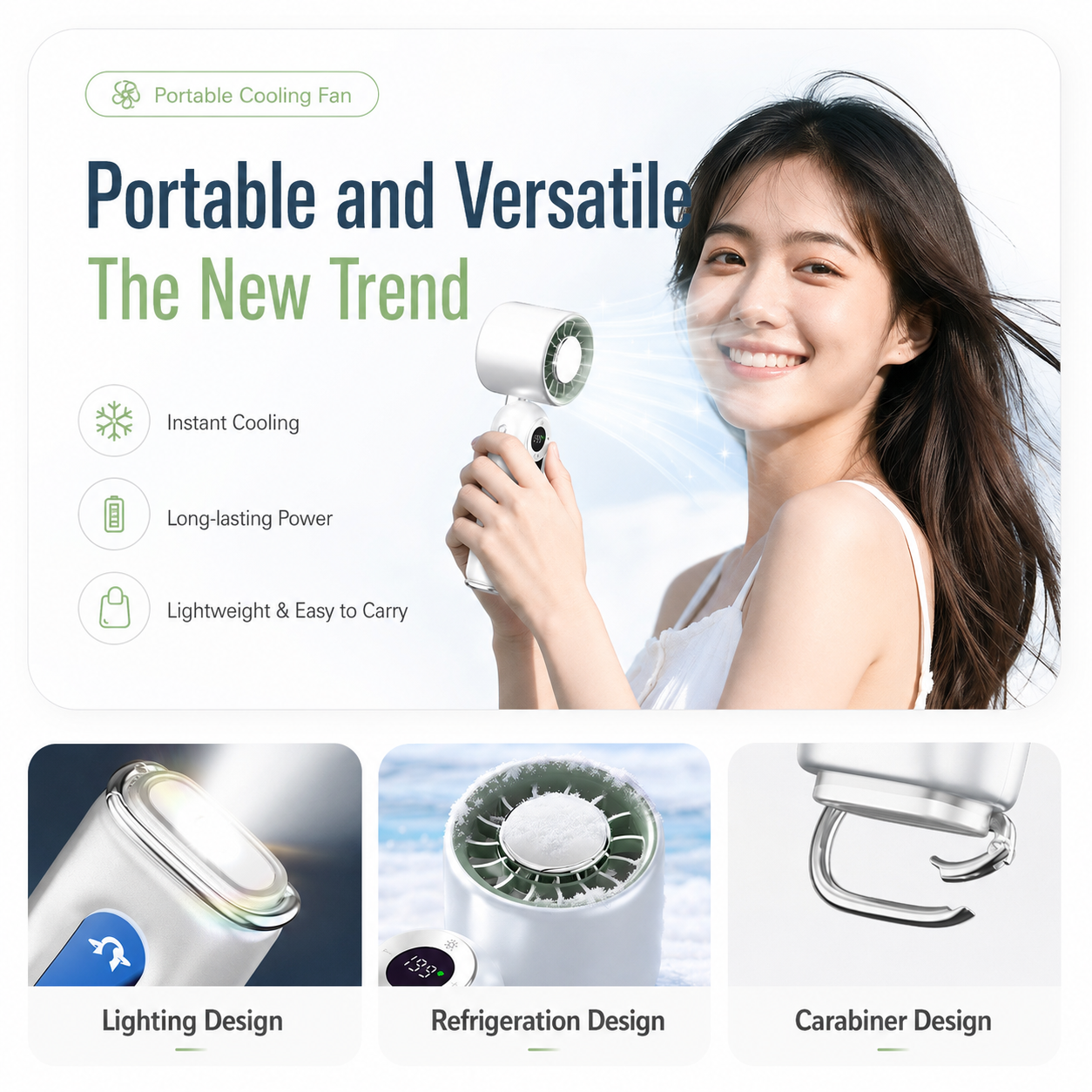 iBlockCube Foldable Semiconductor Cooling Fan – Portable Handheld & Neck Fan with Ice-Cooling Technology