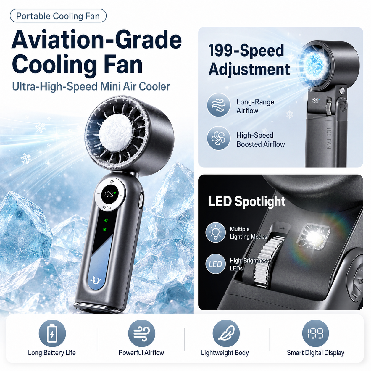 iBlockCube Foldable Semiconductor Cooling Fan – Portable Handheld & Neck Fan with Ice-Cooling Technology