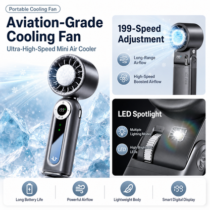 iBlockCube Foldable Semiconductor Cooling Fan – Portable Handheld & Neck Fan with Ice-Cooling Technology