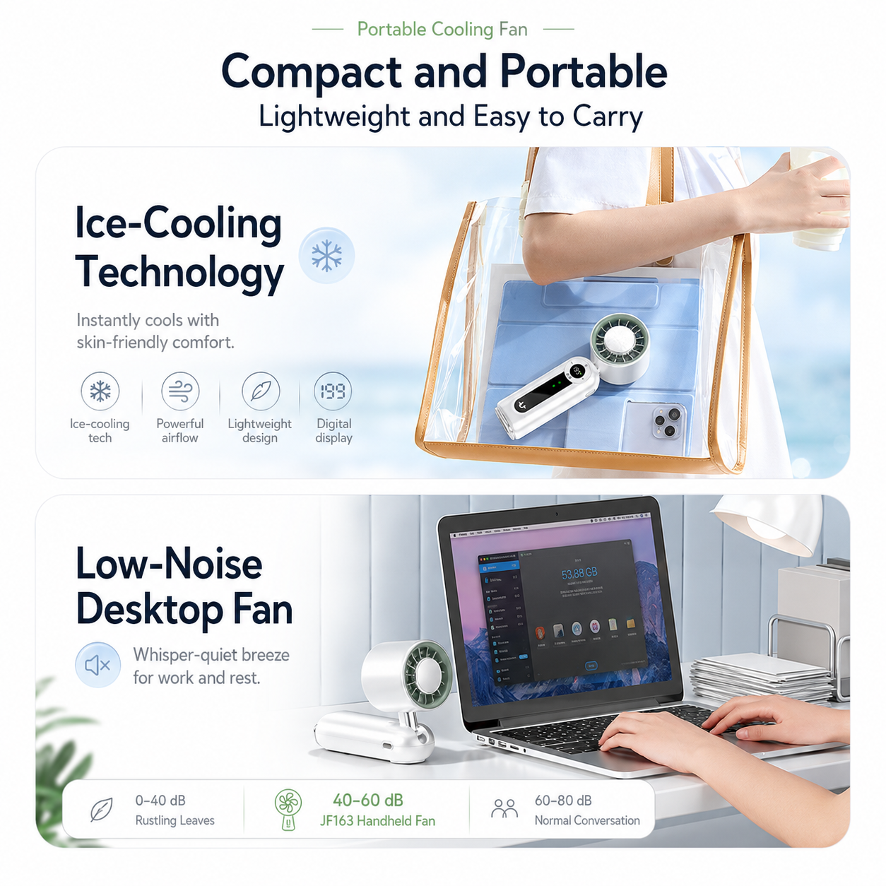 iBlockCube Foldable Semiconductor Cooling Fan – Portable Handheld & Neck Fan with Ice-Cooling Technology