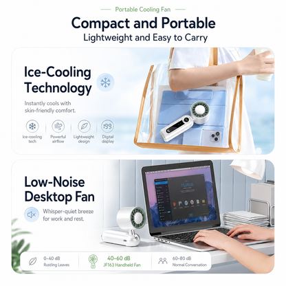 iBlockCube Foldable Semiconductor Cooling Fan – Portable Handheld & Neck Fan with Ice-Cooling Technology