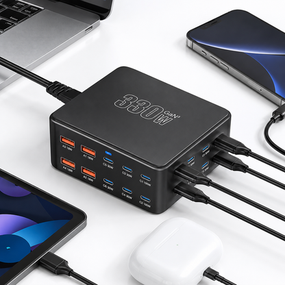 iBlockCube 330W GaN Multi-Port Fast Charger – Ultra Power Desktop Charging Station