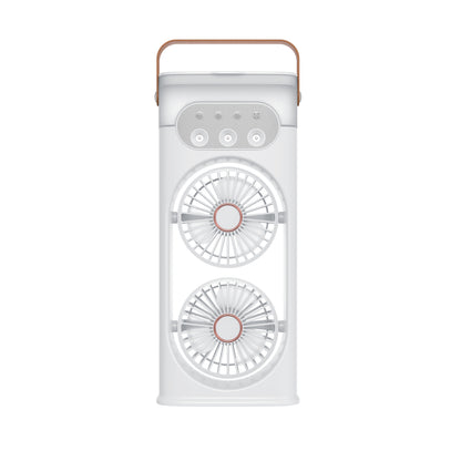iBlockCube Dual-Head Mist Fan – High-Power Air Circulation & Humidifying Cooling Fan for Home, Office & Outdoor Use