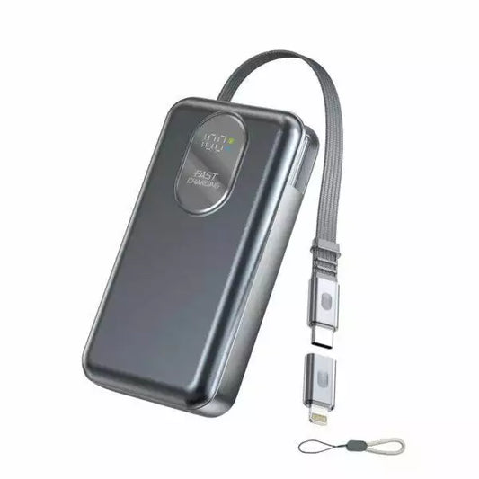 iBlockCube10000mAh Power Bank with 70CM Retractable Cable – Fast Charging, Mini Power Bank, Magnetic Portable Power Bank
